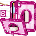 Casebuddy Rose Pink / iPad 10th 10.9 2022 iPad 10 2022 Pencil Holder 360 Hand Strap Rugged Cover