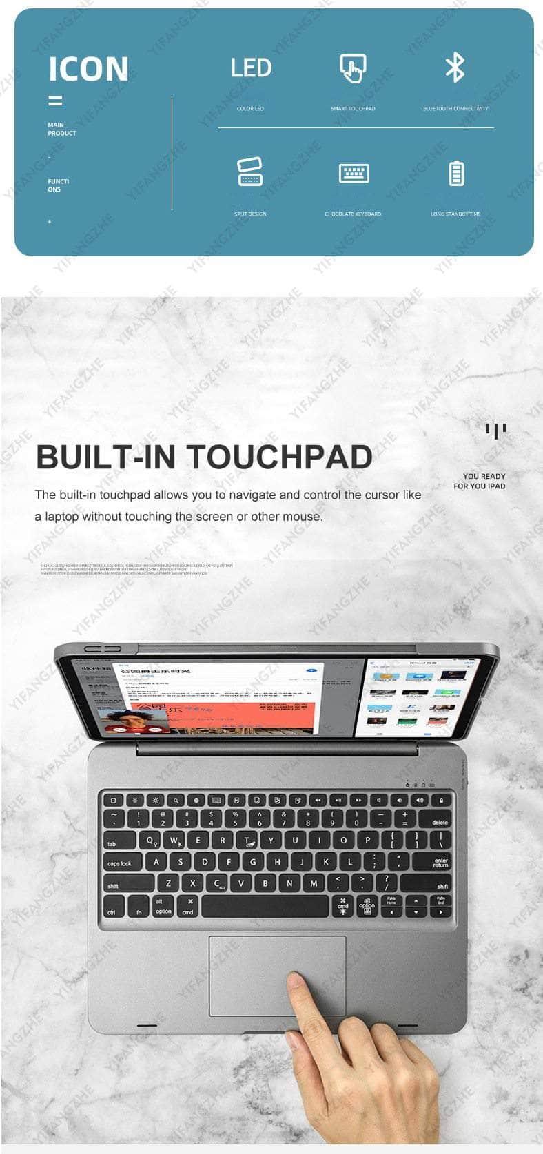 CaseBuddy Australia Casebuddy Clamshell iPad Air 4 Touchpad Detachable Hard Keyboard Case