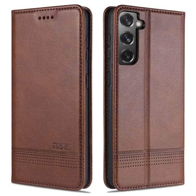 CaseBuddy Australia Casebuddy S22 Ultra / YZSCX Brown Deluxe Magnetic Heat Adsorption S22 Ultra Leather Case
