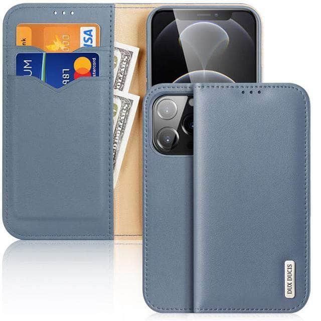 CaseBuddy Australia Casebuddy For Iphone 13Pro Max / sky blue Dux Ducis Genuine Leather iPhone 13 Pro Max Wallet Case
