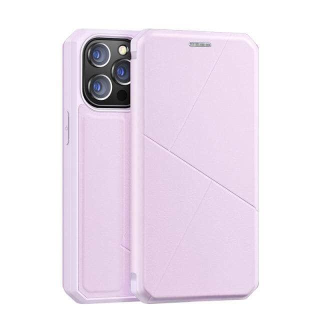 CaseBuddy Australia Casebuddy For iPhone 13 / Pink DUX DUCIS iPhone 13 & 13 Pro Skin X Magnetic Flip Leather Case