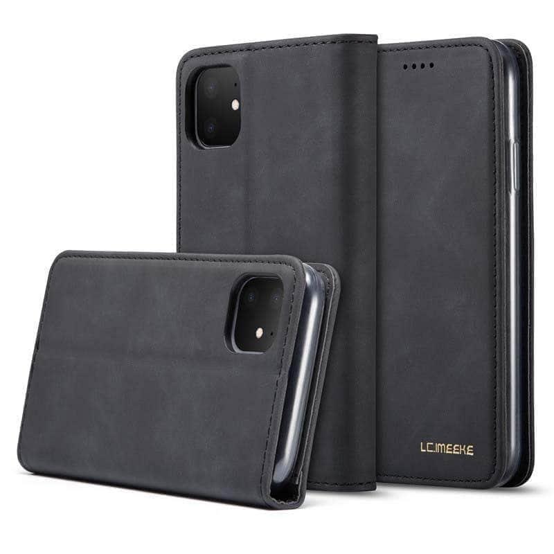 CaseBuddy Casebuddy Flip Leather Magnetic Case Luxury Wallet Business Vintage Book Design Cover iPhone 11 Pro Max