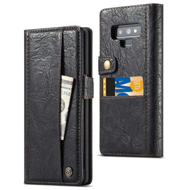 Galaxy Note 9 Cover Flip Leather Look Silicone Credit Card Case - CaseBuddy