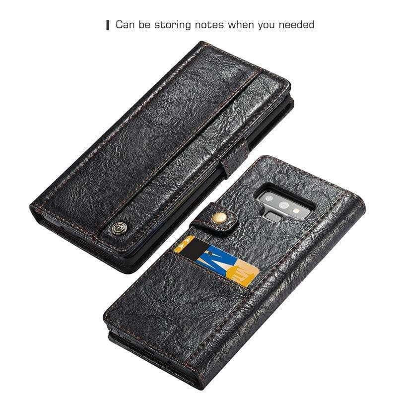 Galaxy Note 9 Cover Flip Leather Look Silicone Credit Card Case - CaseBuddy