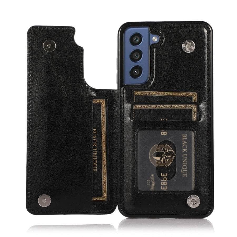 Casebuddy Galaxy S23 / Black Galaxy S23 Luxury Slim Fit Wallet Leather Case