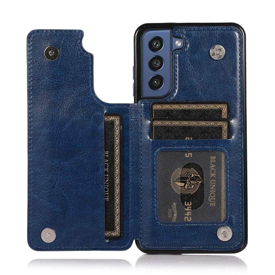 Casebuddy Galaxy S23 / Blue Galaxy S23 Luxury Slim Fit Wallet Leather Case