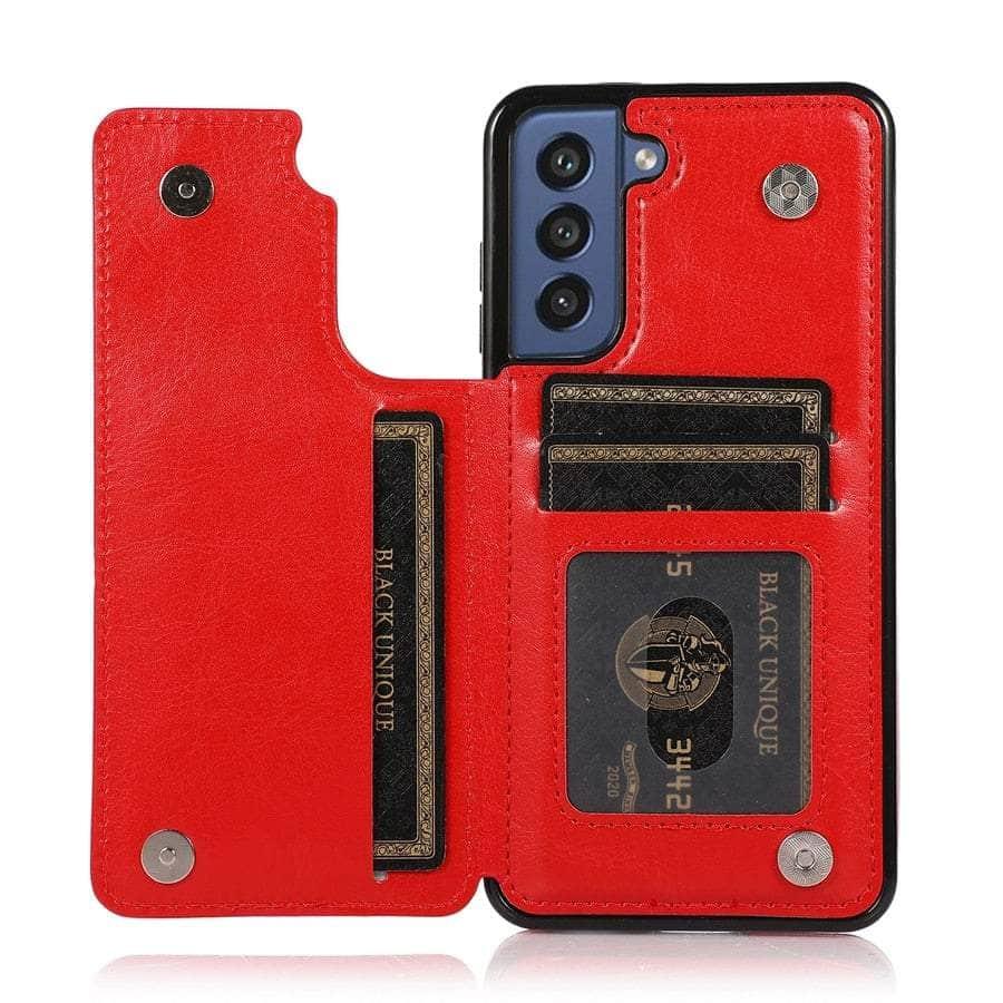 Casebuddy Galaxy S23 Ultra / Red Galaxy S23 Ultra Luxury Slim Fit Wallet Leather Case