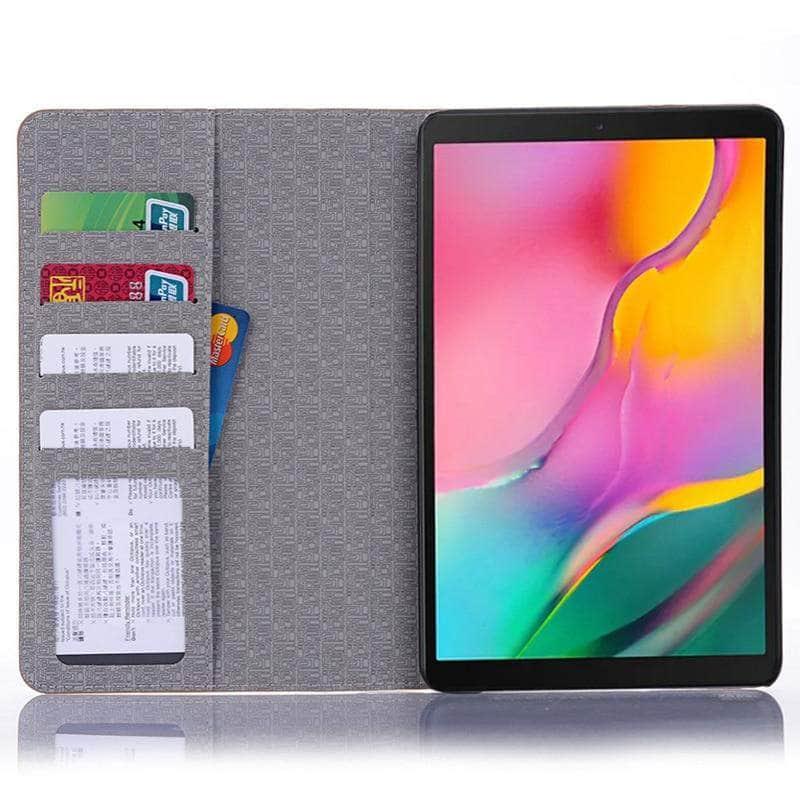 Galaxy Tab A 8.0 2019 Patchwork Business PU Leather Cover Flip Wallet Card Slot SM-T290 T295 - CaseBuddy