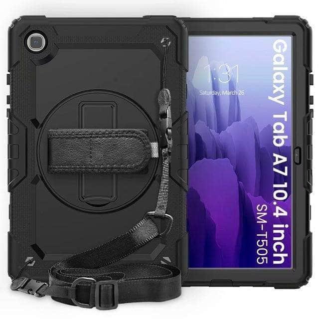 CaseBuddy Australia Casebuddy Black Galaxy Tab A7 Case 10.5 T500 T505 Heavy Duty Shockproof Rugged Hybrid Protective Case