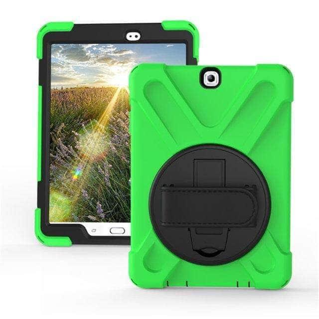 CaseBuddy Casebuddy Green Galaxy Tab S2 9.7 SM-T810 T811 T813 T815 T819 360 Swivel Hand Strap Case