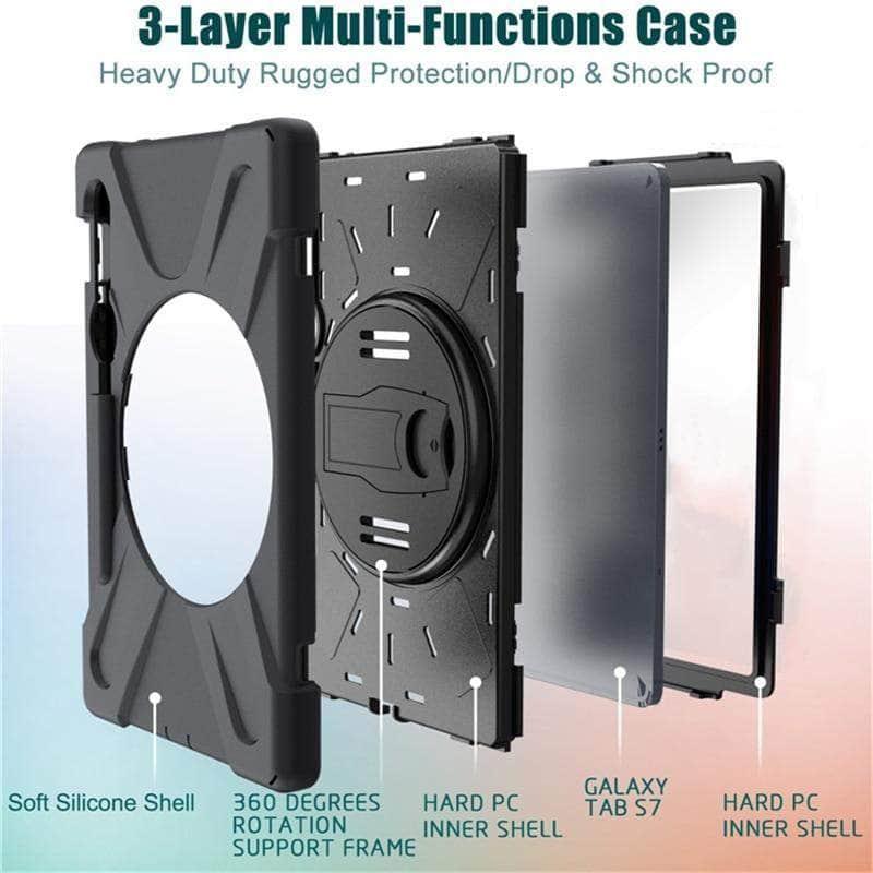 Galaxy Tab S7 11 T870 T875 Rugged Hybrid Stand Rotate Case - CaseBuddy