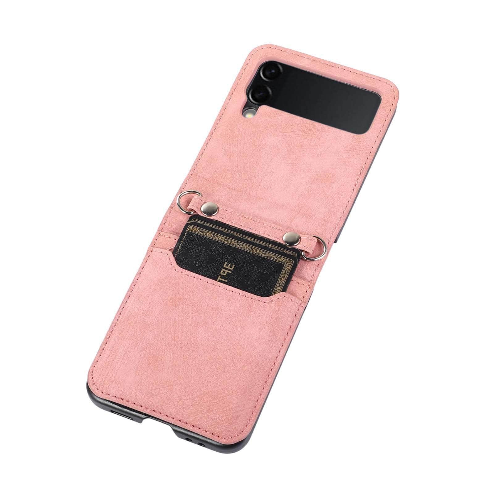Casebuddy Pink / Samsung Flip 4 Galaxy Z Flip 4 Lanyard Leather Case
