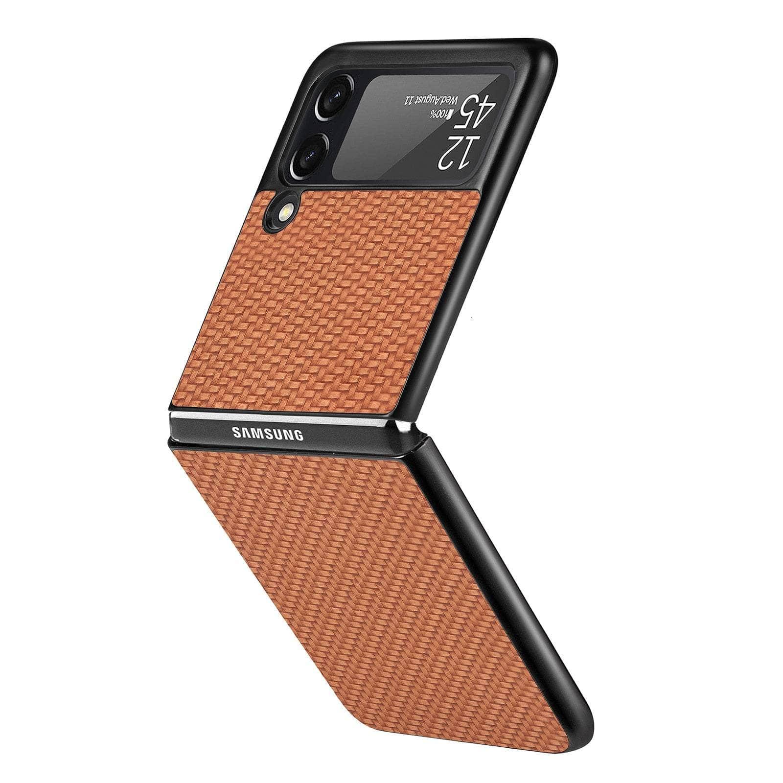 Casebuddy for Galaxy Z Flip 4 / Auburn Galaxy Z Flip 4 Luxury Carbon Fiber Slim Case