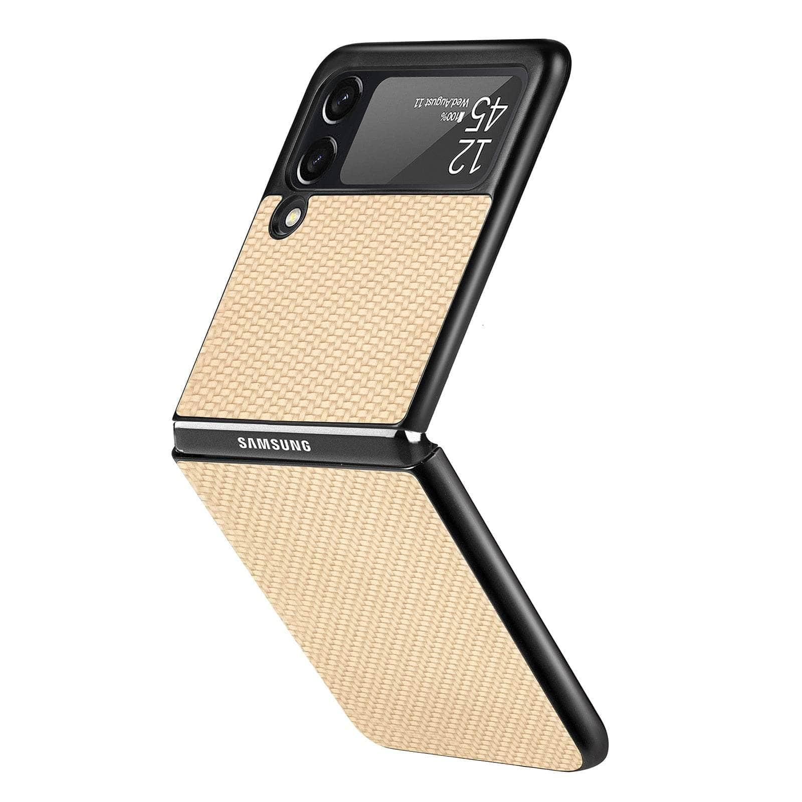 Casebuddy for Galaxy Z Flip 4 / Khaki Galaxy Z Flip 4 Luxury Carbon Fiber Slim Case
