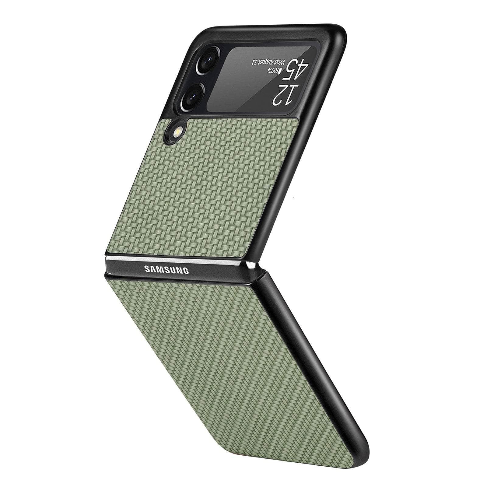 Casebuddy for Galaxy Z Flip 4 / Green Galaxy Z Flip 4 Luxury Carbon Fiber Slim Case