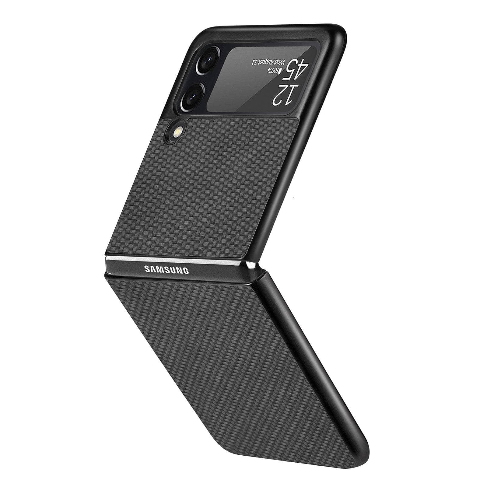 Casebuddy for Galaxy Z Flip 4 / Black Galaxy Z Flip 4 Luxury Carbon Fiber Slim Case