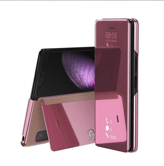 CaseBuddy Australia For Samsung Z Fold 3 / Rose Gold Galaxy Z Fold 3 Mirror Clear View Case