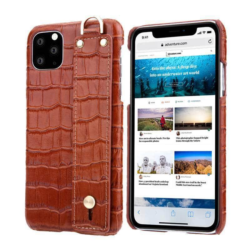 Genuine Leather Case iPhone 11 Pro Max Cover Irregular Protection Coque Casing Wrist Housing - CaseBuddy