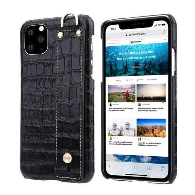 Genuine Leather Case iPhone 11 Pro Max Cover Irregular Protection Coque Casing Wrist Housing - CaseBuddy