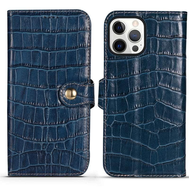 CaseBuddy Australia Casebuddy For iPhone 13 Pro / Blue Genuine Leather iPhone 13 Pro Natural Cowhide Full Edge Protection Case