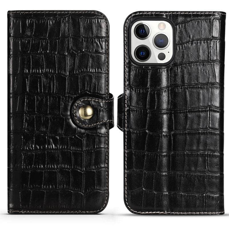 CaseBuddy Australia Casebuddy For iPhone 13 Pro / black Genuine Leather iPhone 13 Pro Natural Cowhide Full Edge Protection Case