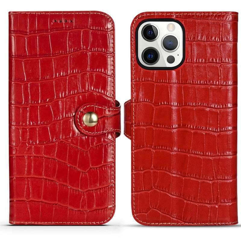 CaseBuddy Australia Casebuddy For iPhone 13 Pro / Red Genuine Leather iPhone 13 Pro Natural Cowhide Full Edge Protection Case
