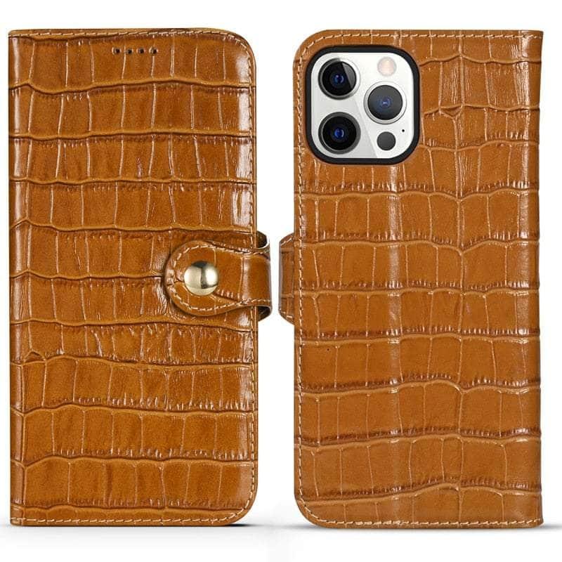 CaseBuddy Australia Casebuddy For iPhone 13 Pro / Auburn Genuine Leather iPhone 13 Pro Natural Cowhide Full Edge Protection Case