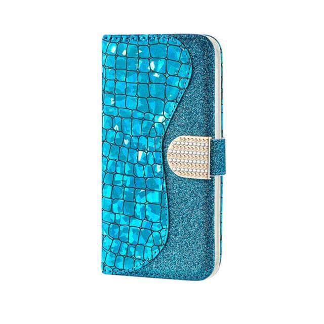 CaseBuddy Australia Casebuddy S22 Plus / Blue Glitter Bling Flip Galaxy S22 Plus Case