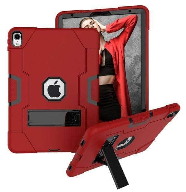 CaseBuddy Casebuddy red black Heavy Duty Rugged Shockproof Kids Hybrid Protective Case iPad Pro 11" 2018 A1980,A2013,A1934