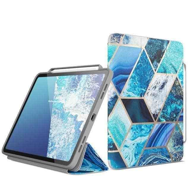 CaseBuddy Australia Casebuddy Blue I-BLASON iPad Pro 12.9 Case (2021) Cosmo Full-Body Trifold Smart Cover