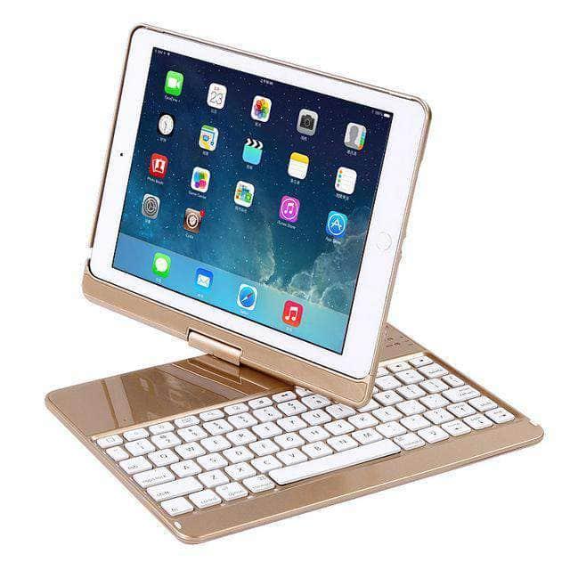CaseBuddy Casebuddy Gold iPad 360 Rotation Backlit Light Wireless Bluetooth Keyboard Case iPad 5/6 Air 1/2