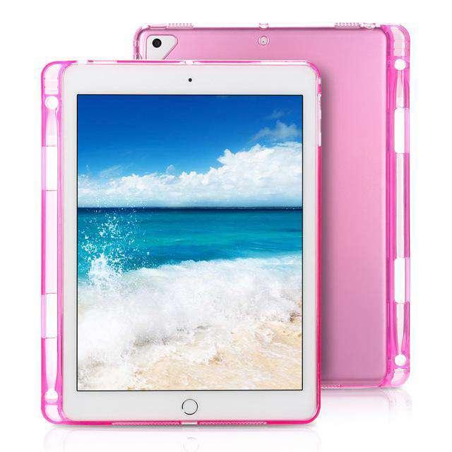 iPad 6 Transparent Rubber Clear Tablet Soft Silicone Case with Pencil Holder - CaseBuddy