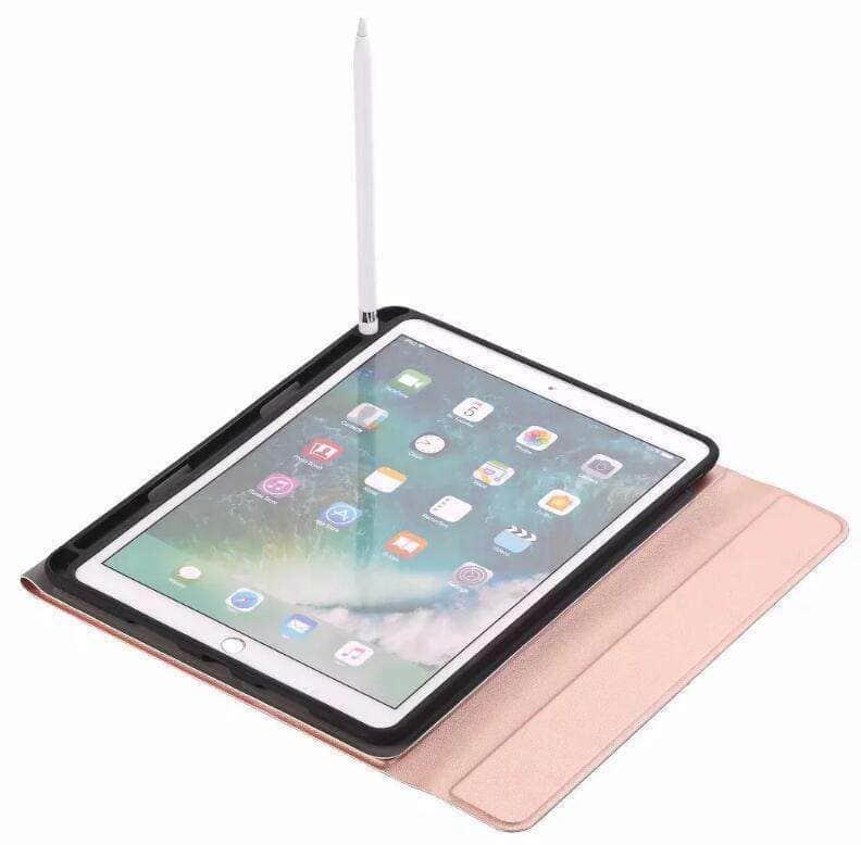CaseBuddy Casebuddy iPad 9.7 5/6 Leather Look Split Bluetooth Keyboard Case with Pen Slot