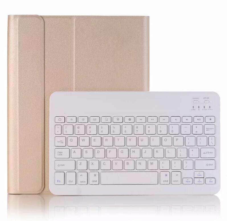 CaseBuddy Casebuddy Gold iPad 9.7 5/6 Leather Look Split Bluetooth Keyboard Case with Pen Slot