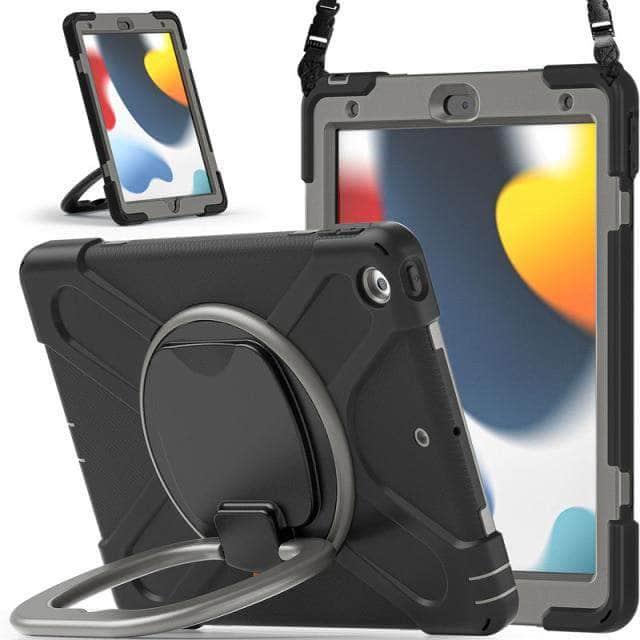 CaseBuddy Australia Casebuddy Black Grey iPad 9 Full Protection 360 Stand Shockproof Case