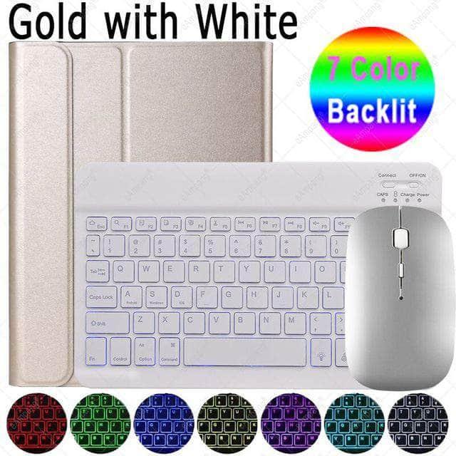 CaseBuddy Australia Casebuddy Rose Gold with White / For Mini 4 5 2019 iPad Mini 5 Backlit Keyboard Case