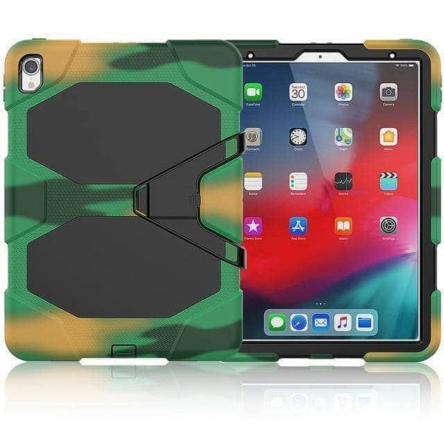 CaseBuddy Casebuddy Camouflage iPad Pro 11" (2018) A1980 Military Heavy Duty Silicone PC Rugged Stand Case