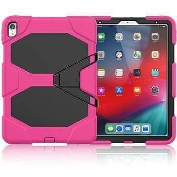 CaseBuddy Casebuddy Rose Red iPad Pro 11" (2018) A1980 Military Heavy Duty Silicone PC Rugged Stand Case