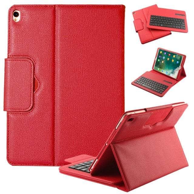 CaseBuddy Casebuddy Red iPad Pro 12.9 2018 Detachable Tablet Keyboard Case Leather Look Cover