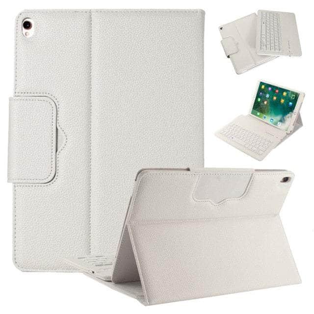 CaseBuddy Casebuddy white iPad Pro 12.9 2018 Detachable Tablet Keyboard Case Leather Look Cover