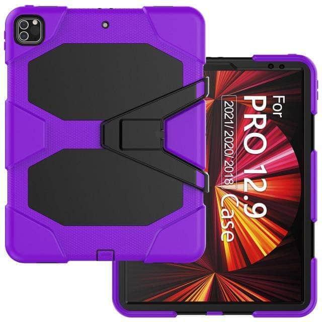 CaseBuddy Australia Casebuddy Purple iPad Pro 12.9 2021 Tough Box Shockproof Thick Silicone Rugged Cover