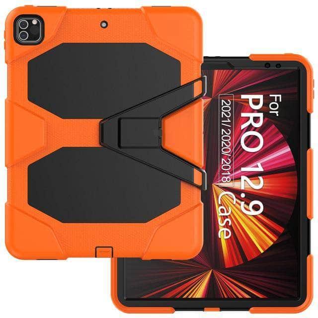 CaseBuddy Australia Casebuddy Orange iPad Pro 12.9 2021 Tough Box Shockproof Thick Silicone Rugged Cover