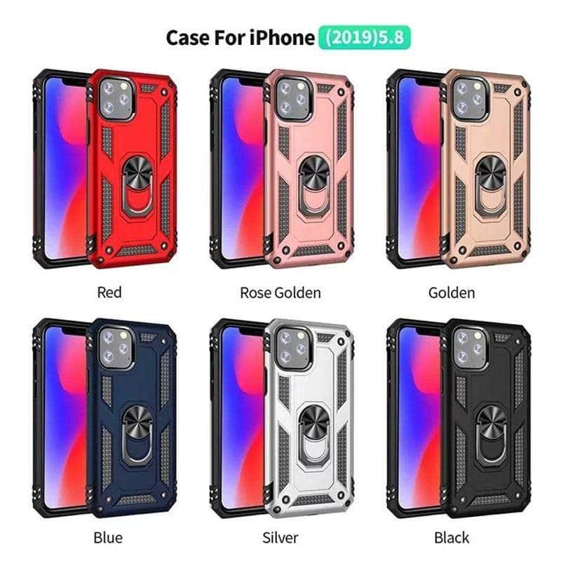 iPhone 11 Pro Max Armor Magnetic Ring Silicone Phone Case - CaseBuddy