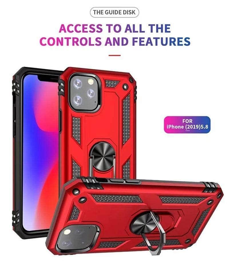 iPhone 11 Pro Max Armor Magnetic Ring Silicone Phone Case - CaseBuddy