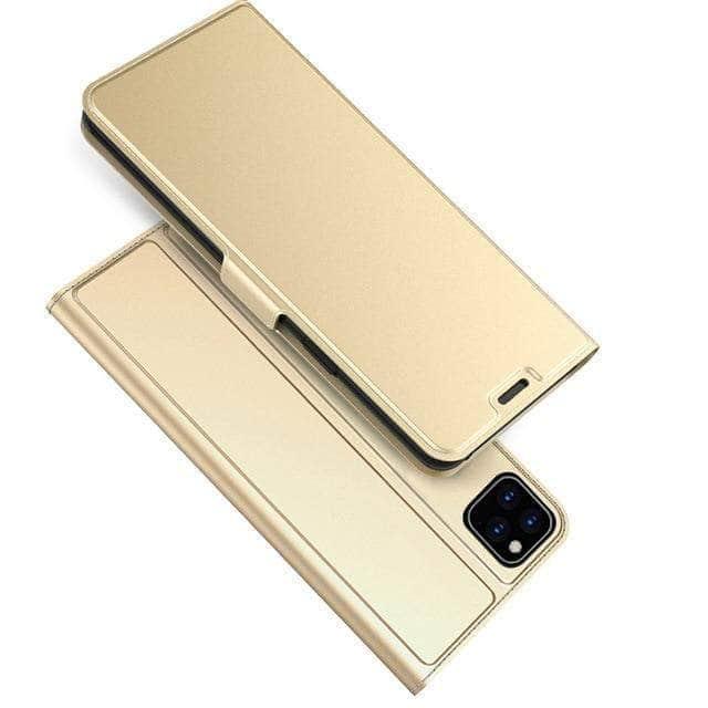CaseBuddy Casebuddy iPhone11 Pro Max 6.5 / Gold iPhone 11 Pro Max Case PU Leather Flip Stand Card Slots Case Magnet Buckle