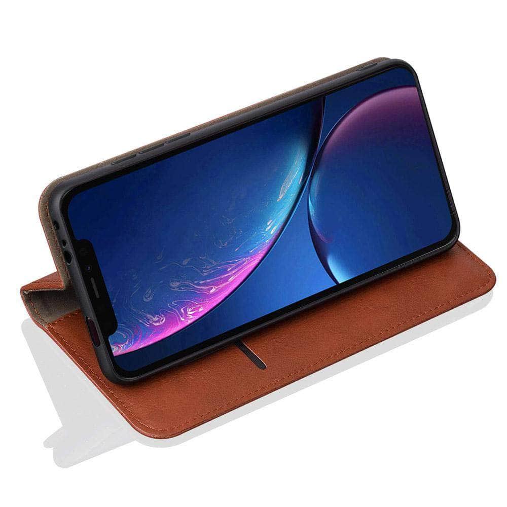 iPhone 11 Pro Max Retro Crazy Horse Pattern PU Leather Flip Stand Wallet Case with Card Slot Shockproof Fundas - CaseBuddy