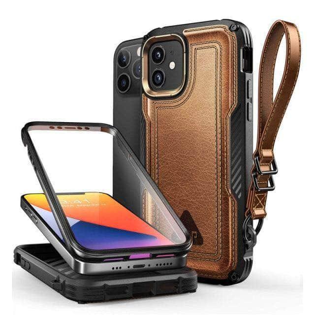 CaseBuddy Australia Casebuddy PC + TPU / Brown iPhone 12 Pro 6.1 inch SUPCASE UB Royal Full-Body Rugged Leather Case