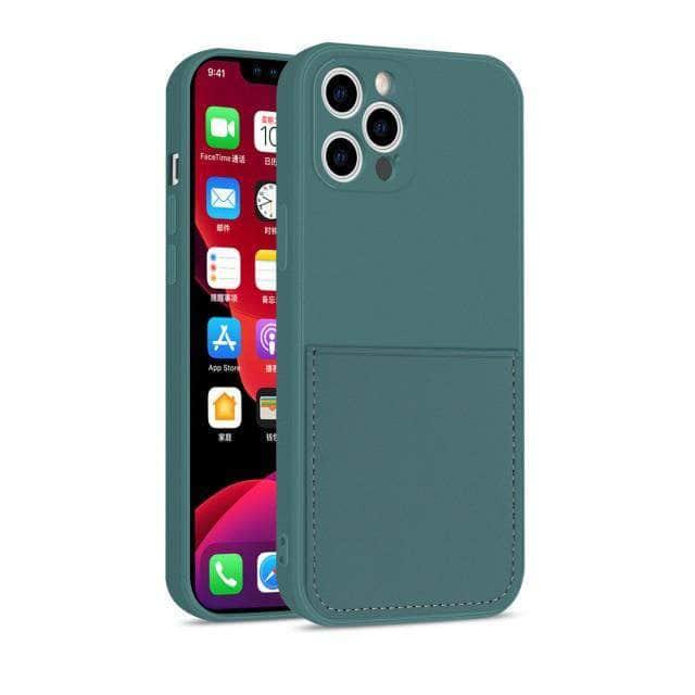 CaseBuddy Australia Casebuddy For iphone 13 Mini / Dark green iPhone 13 Mini Liquid Silicone Case With Card Holder