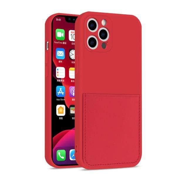 CaseBuddy Australia Casebuddy For iphone 13 Mini / Red iPhone 13 Mini Liquid Silicone Case With Card Holder