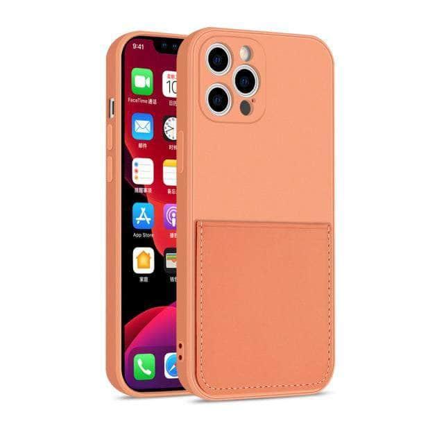 CaseBuddy Australia Casebuddy For iphone 13 Mini / Orange iPhone 13 Mini Liquid Silicone Case With Card Holder